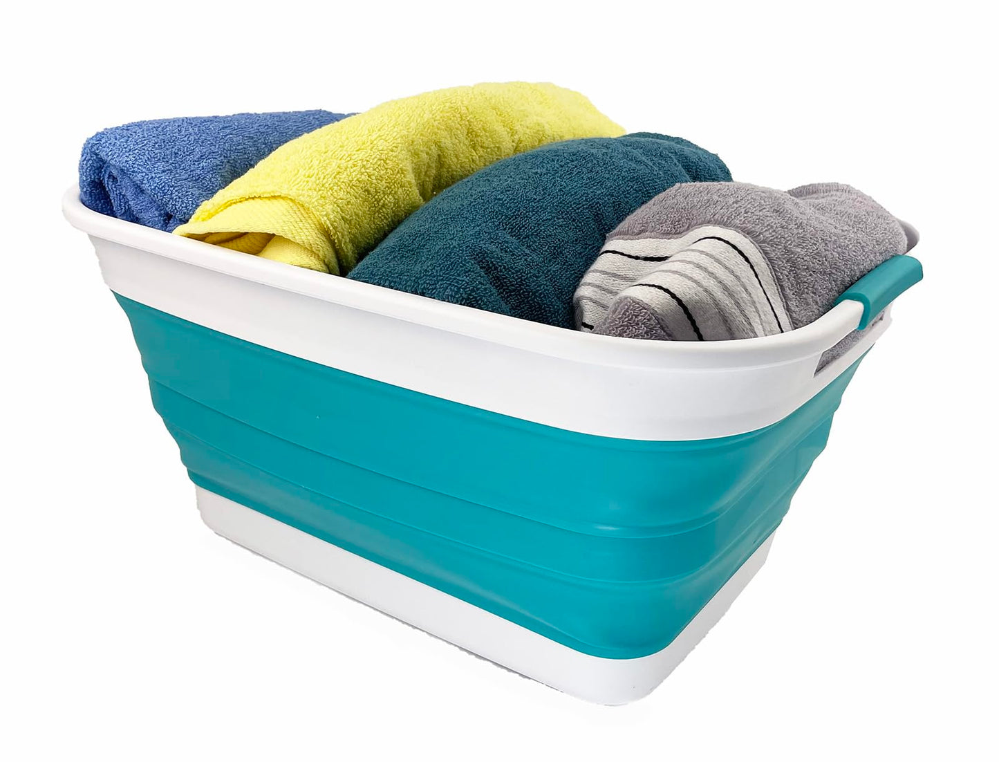 SAMMART 27L (7.1 Gallons) Collapsible Plastic Laundry Basket with Handle-Foldable Pop Up Storage Basket with handle