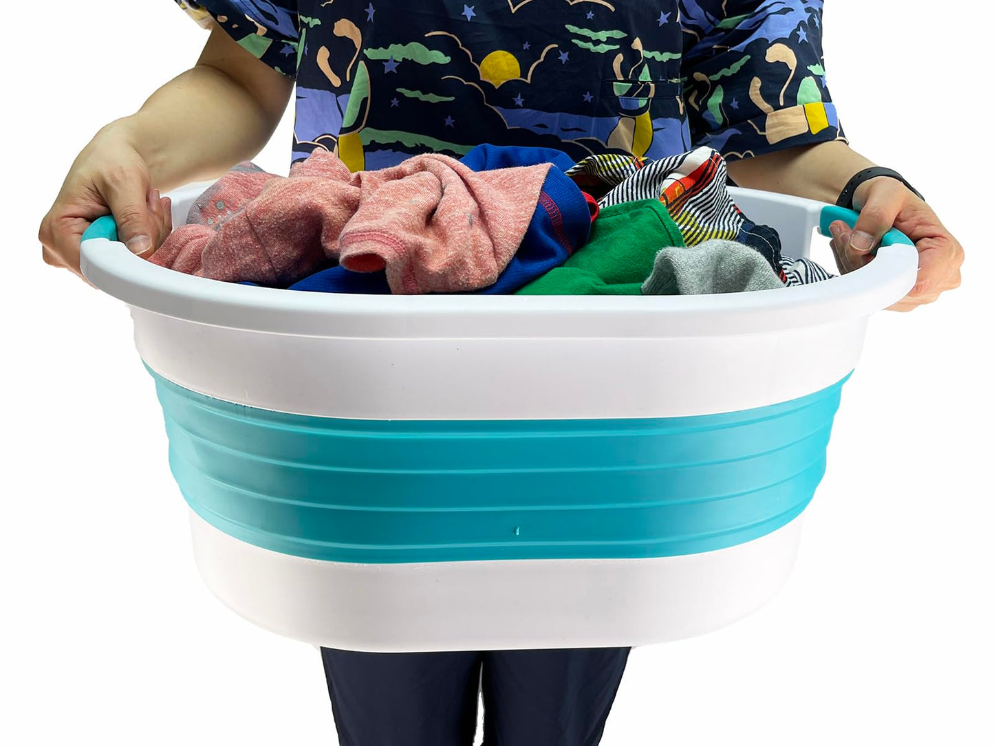 SAMMART 23L (6 gallon) Collapsible Plastic Laundry Basket - Foldable Pop Up Storage Container/Organizer - Portable Washing Tub - Space Saving Hamper/Basket