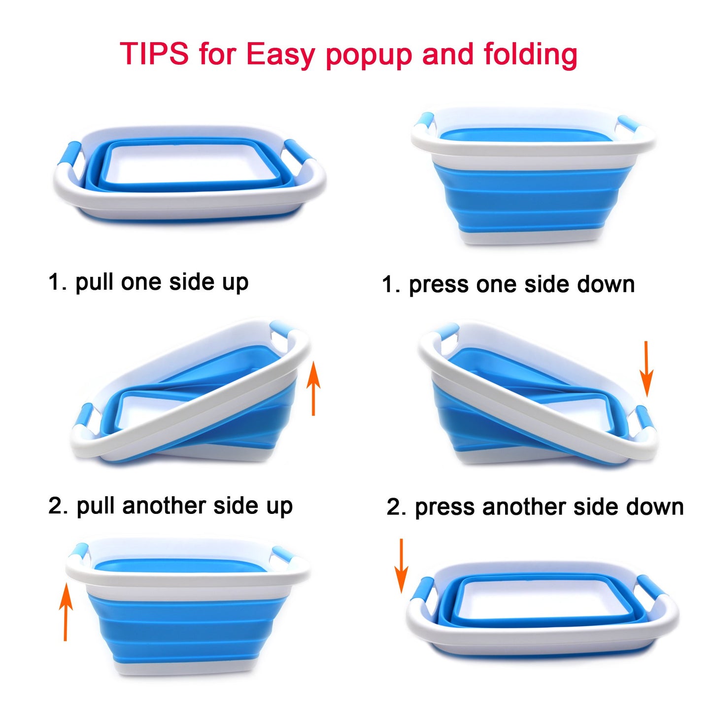 SAMMART Set of 2-21L(5.5 gallon) Collapsible Laundry Basket/Tub-Foldable Storage Container-Portable Washing Bin - Space Saving Hamper, Water capacity: 17L (4.4 gallon)