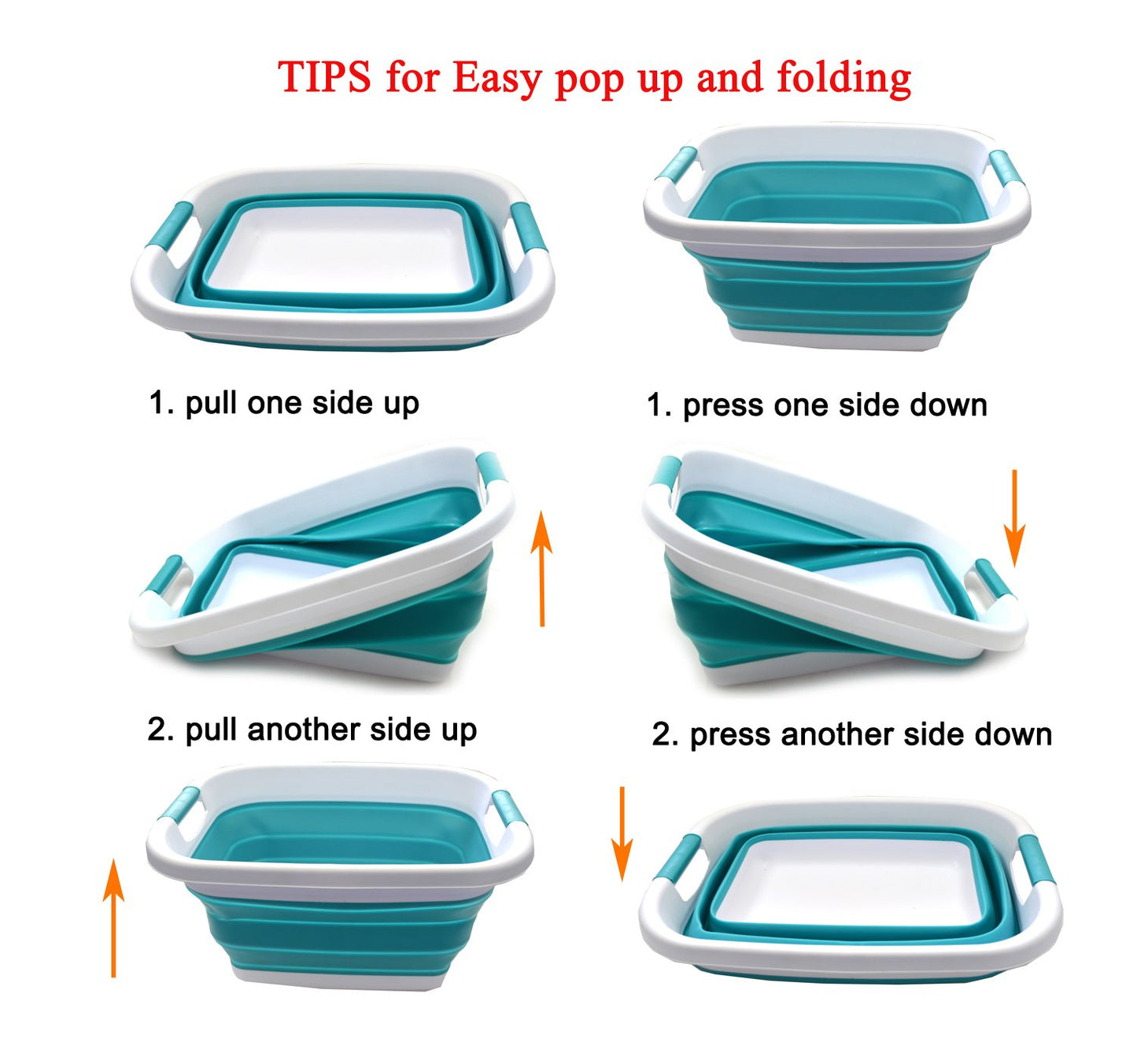 SAMMART Set of 2-21L(5.5 gallon) Collapsible Laundry Basket/Tub-Foldable Storage Container-Portable Washing Bin - Space Saving Hamper, Water capacity: 17L (4.4 gallon)