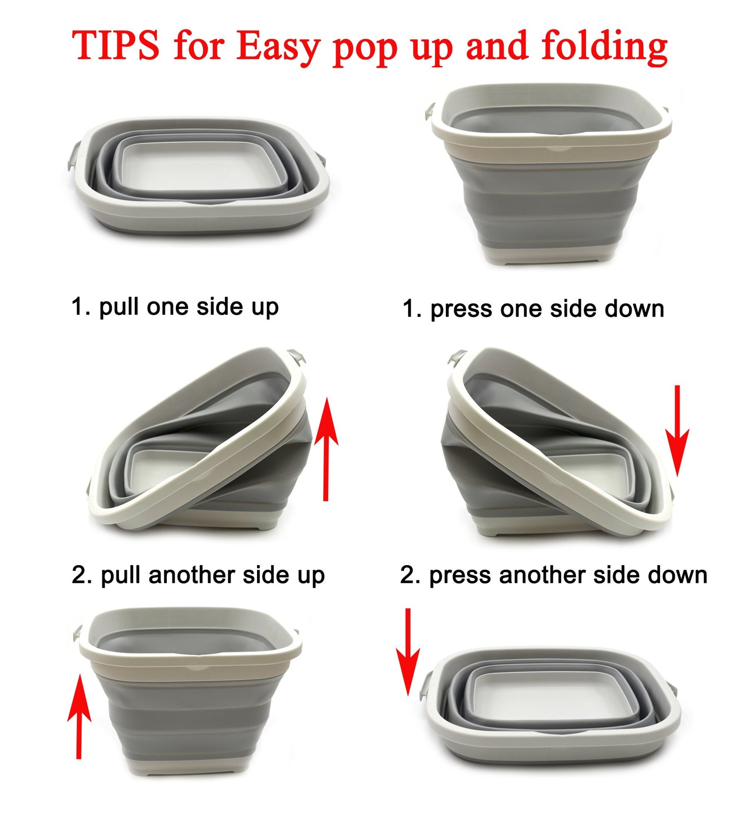 SAMMART 10L (2.6 Gallon) Collapsible Rectangular Handy Basket/Bucket