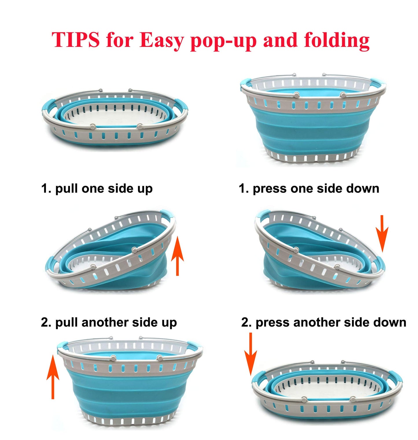 SAMMART 25L (6.6 gallon) Collapsible Plastic Laundry Basket - Foldable Pop Up Storage Container/Organizer - Portable Shopping Basket - Space Saving Hamper/Tub