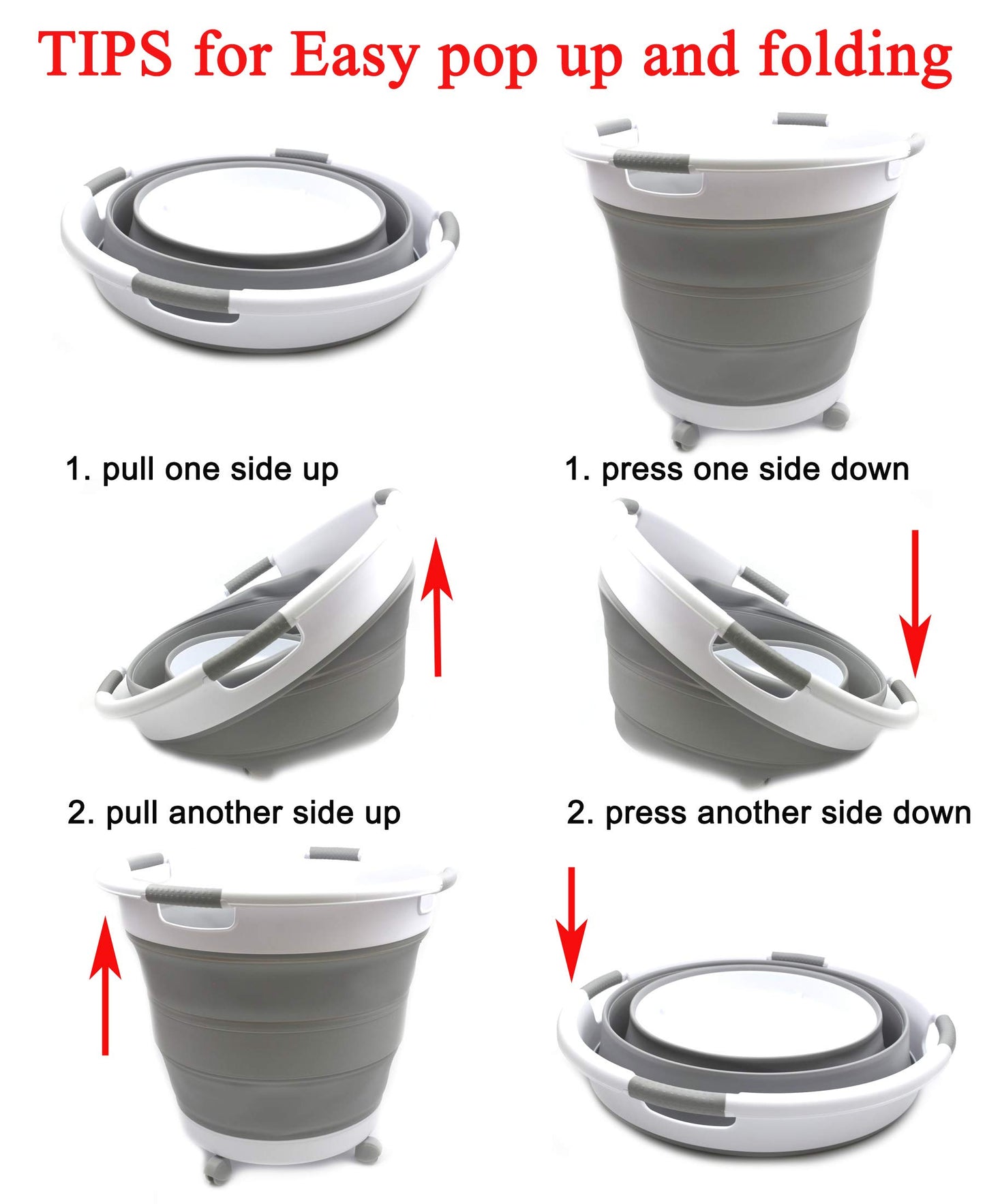 SAMMART Collapsible Laundry Basket with wheels - Foldable Pop Up Storage Container/Organizer with wheels - Portable Washing Tub - Space Saving Hamper/Basket with wheels