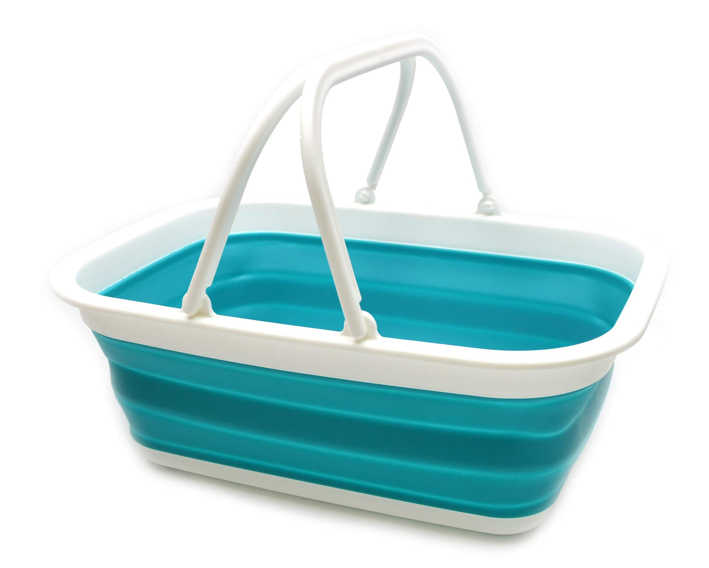 SAMMART 15.5L (4.1 Gallons) Collapsible Tub with Handle - Portable Outdoor Picnic Basket/Crater - Foldable Shopping Bag - Space Saving Storage Container