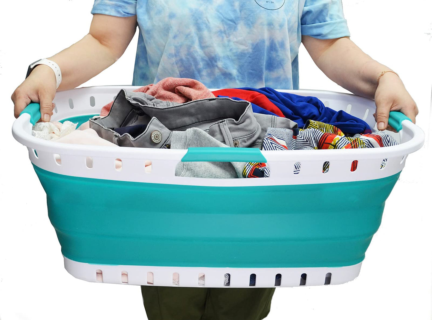 SAMMART 44L (11.62 gallon) Collapsible Plastic Laundry Basket - Foldable Pop Up Storage Container/Organizer - Portable Washing Tub - Space Saving Hamper/Basket