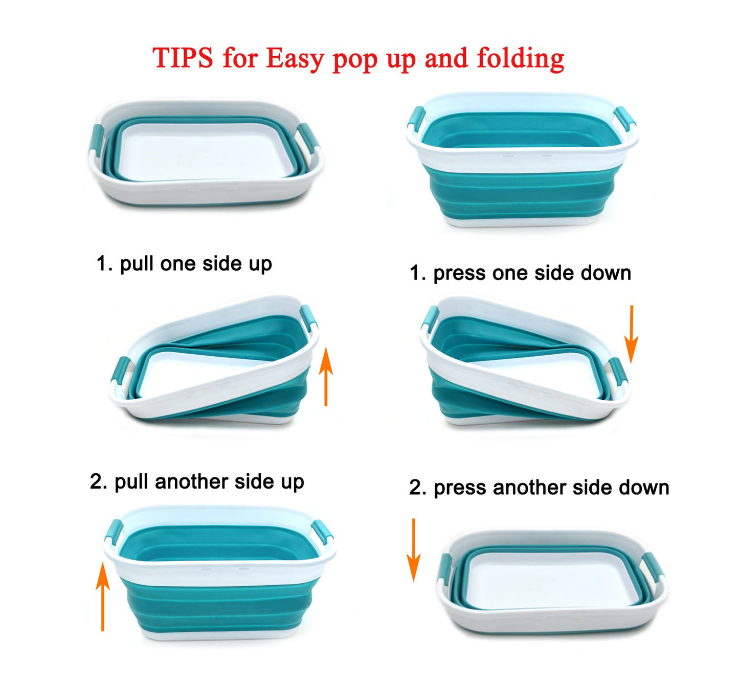 SAMMART 19.5L (5.15 Gallon) Collapsible Plastic Laundry Basket - Foldable Pop Up Storage Container/Organizer - Portable Washing Tub - Space Saving Hamper/Basket