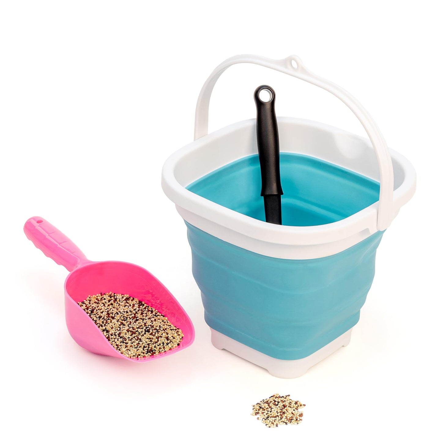 SAMMART 2.6L (0.68 Gallon) Super Mini Sqare Collapsible Plastic Bucket - Foldable Square Tub - Portable Fishing Water Pail - Space Saving Outdoor Waterpot