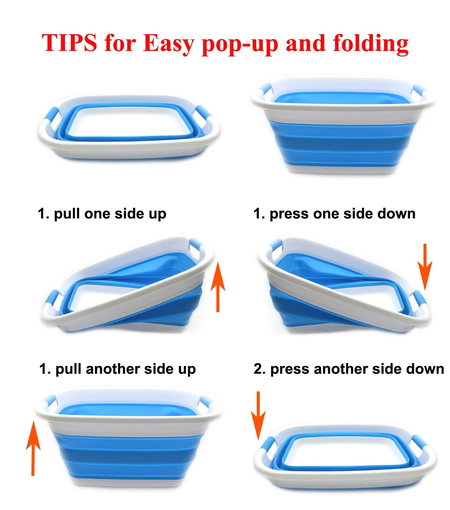 SAMMART 31L (8.1 gallon) Collapsible Plastic Laundry Basket-Pop Up Storage Container - Portable Washing Tub - Space Saving Hamper/Basket, Water capacity: 23L (6 gallon)