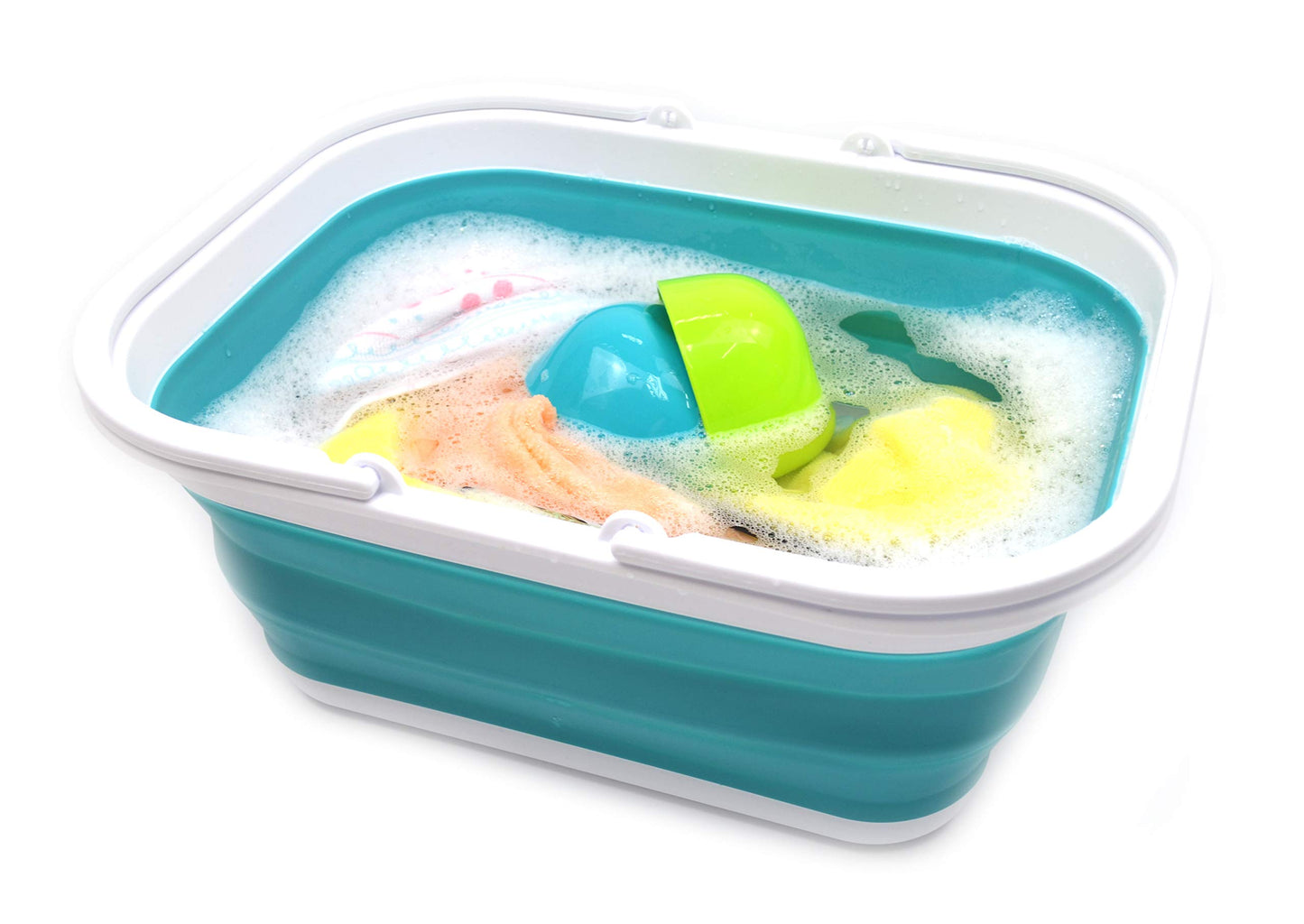 SAMMART 15.5L (4.1 Gallons) Collapsible Tub with Handle - Portable Outdoor Picnic Basket/Crater - Foldable Shopping Bag - Space Saving Storage Container