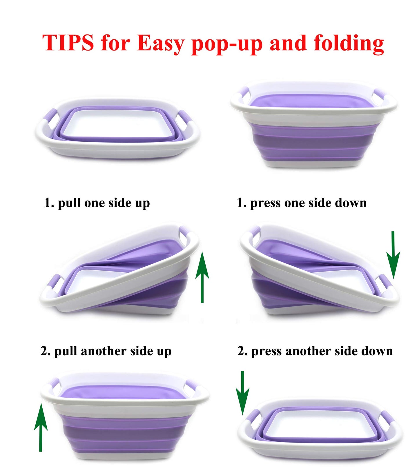 SAMMART 31L (8.1 gallon) Collapsible Plastic Laundry Basket-Pop Up Storage Container - Portable Washing Tub - Space Saving Hamper/Basket, Water capacity: 23L (6 gallon)