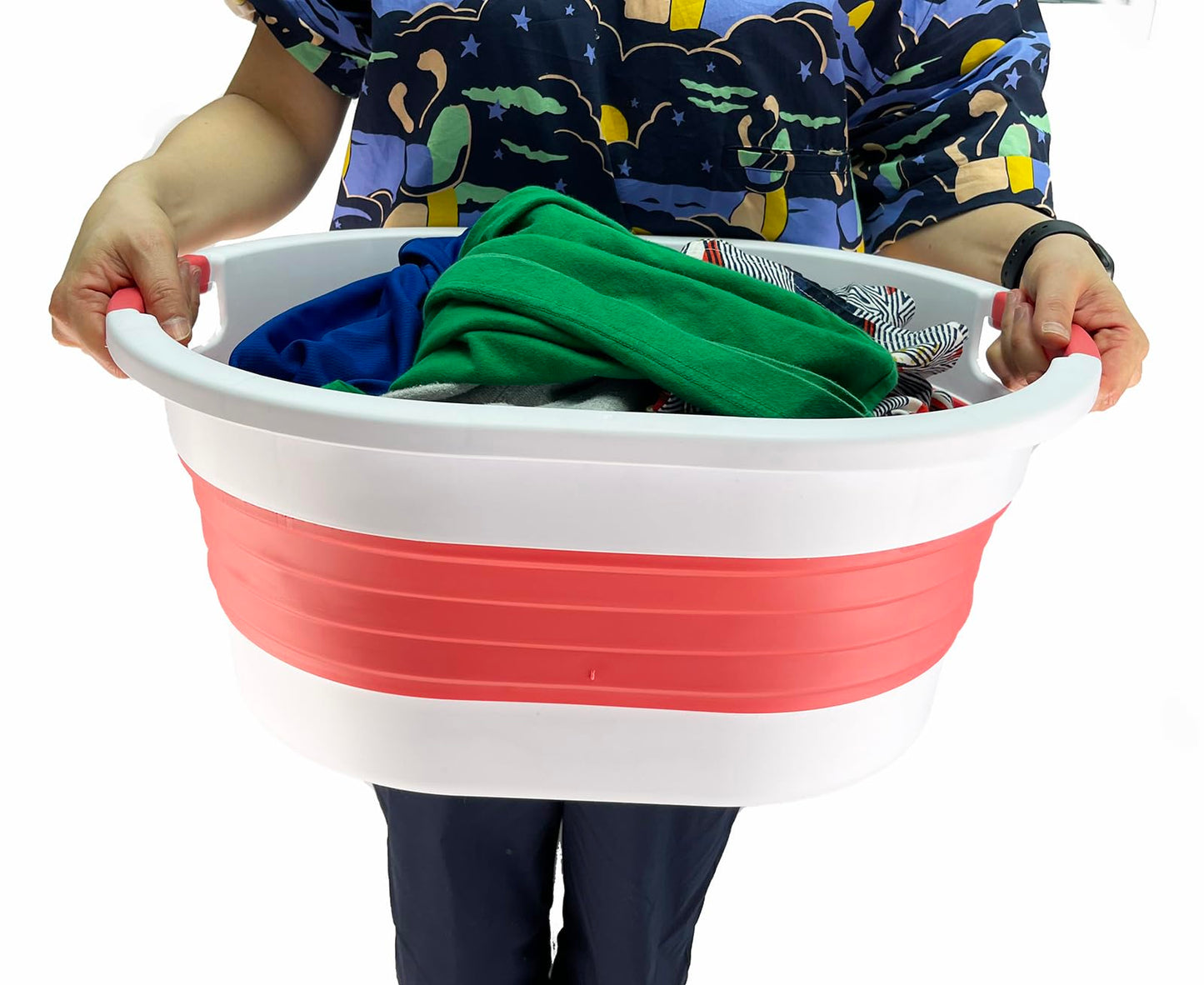 SAMMART 23L (6 gallon) Collapsible Plastic Laundry Basket - Foldable Pop Up Storage Container/Organizer - Portable Washing Tub - Space Saving Hamper/Basket