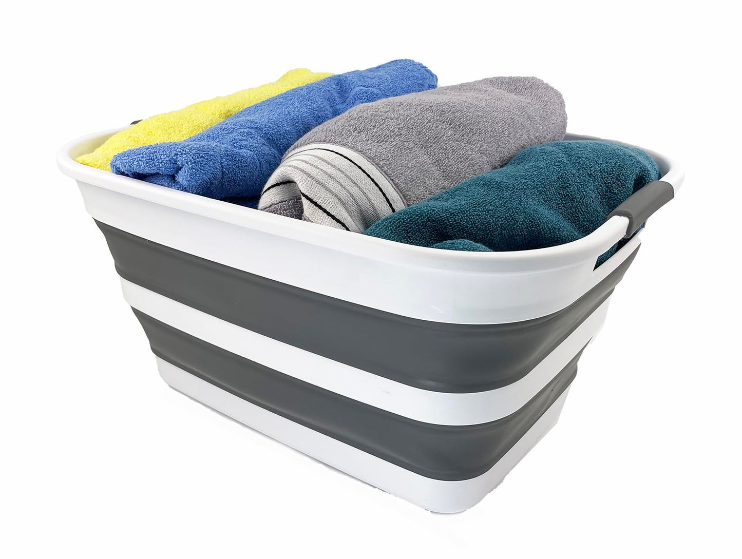 SAMMART 27L (7.1 Gallons) Collapsible Plastic Laundry Basket with Handle-Foldable Pop Up Storage Basket with handle