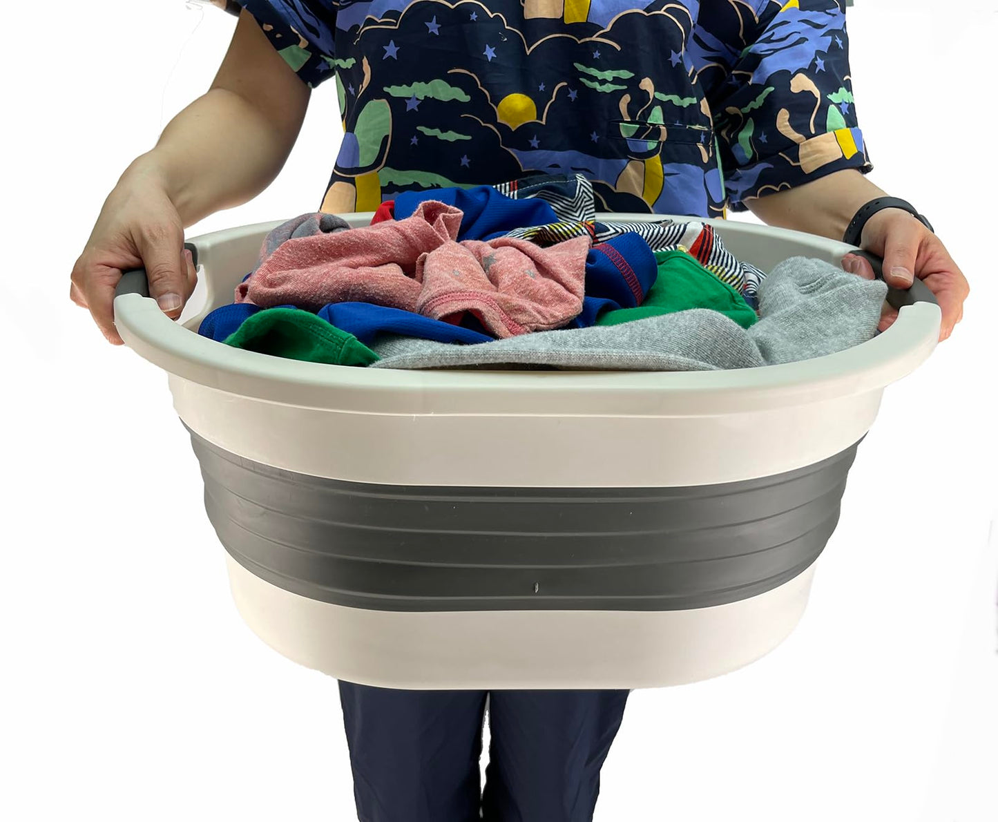 SAMMART 23L (6 gallon) Collapsible Plastic Laundry Basket - Foldable Pop Up Storage Container/Organizer - Portable Washing Tub - Space Saving Hamper/Basket