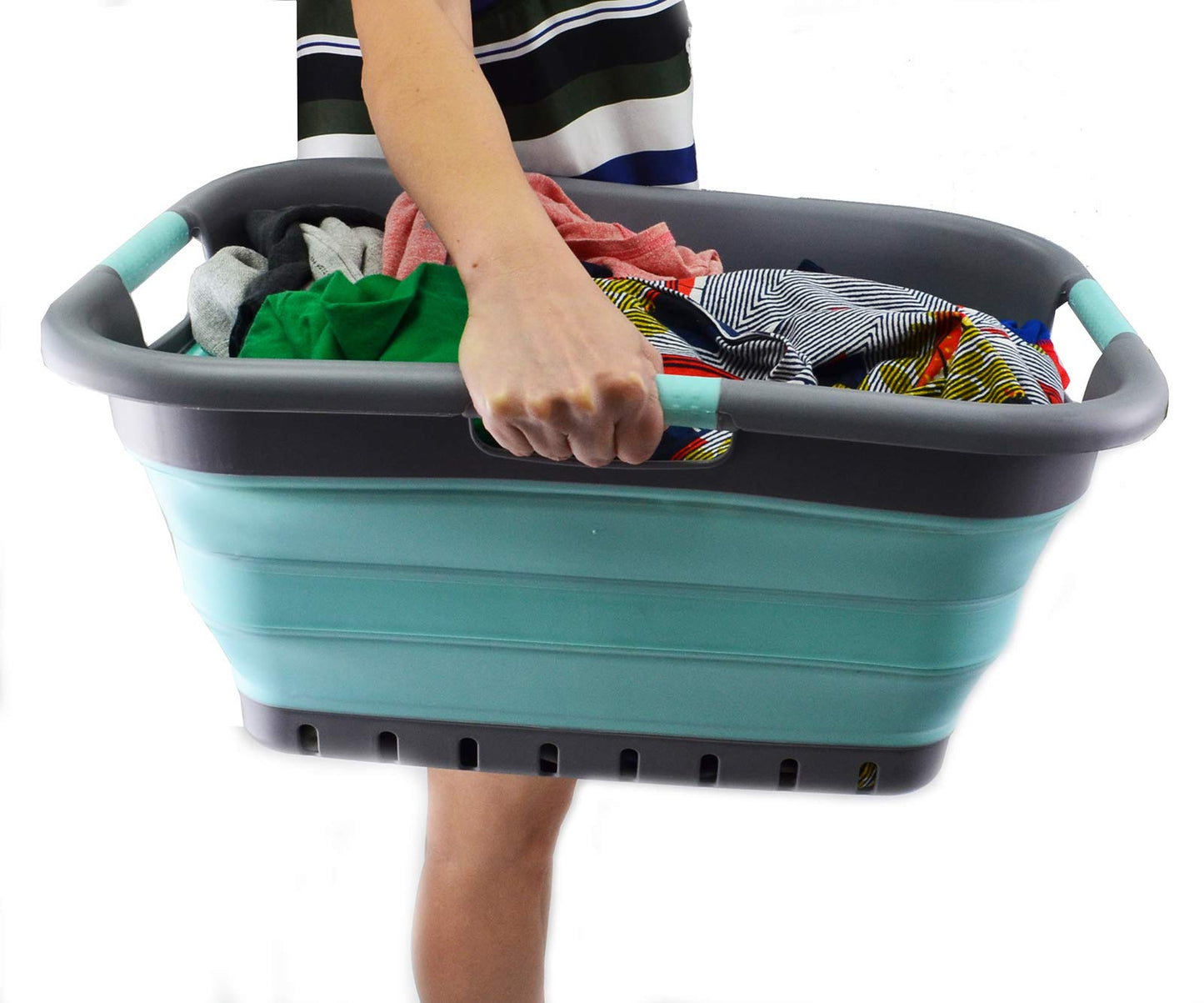 SAMMART 41L (10.8 gallon) Collapsible Plastic Laundry Basket - Foldable Pop Up Storage Container/Organizer - Portable Washing Tub - Space Saving Hamper/Basket