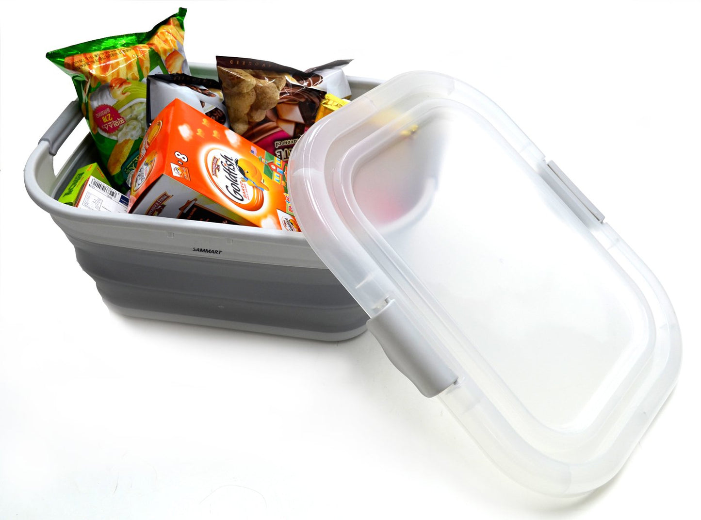 SAMMART 19.5L Set of 2 Collapsible Laundry Basket with Lid - Foldable Pop Up Storage Container/Organizer - Portable Washing Tub - Space Saving Hamper/Basket with Lid