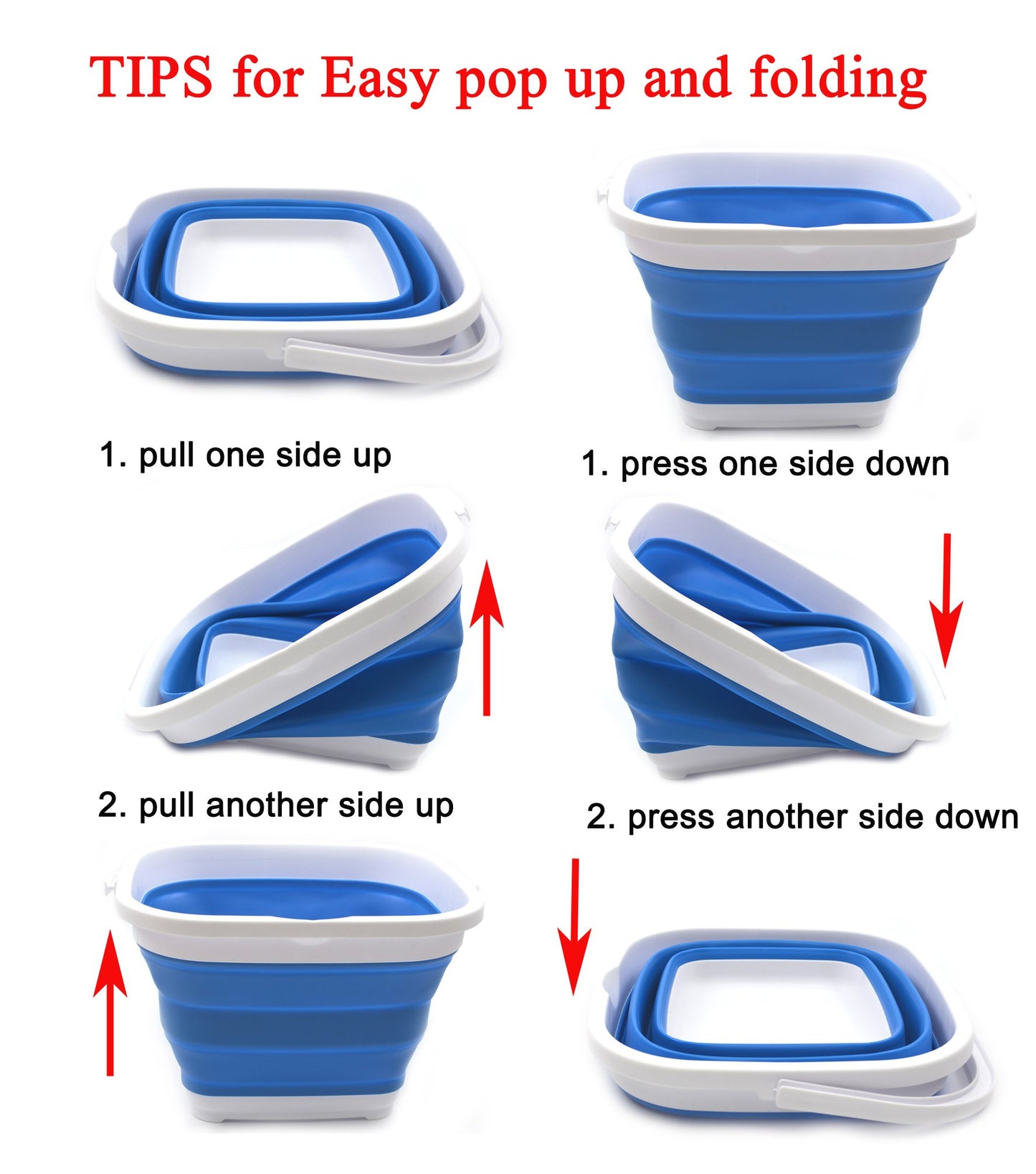 SAMMART 10L (2.6 Gallon) Collapsible Rectangular Handy Basket/Bucket
