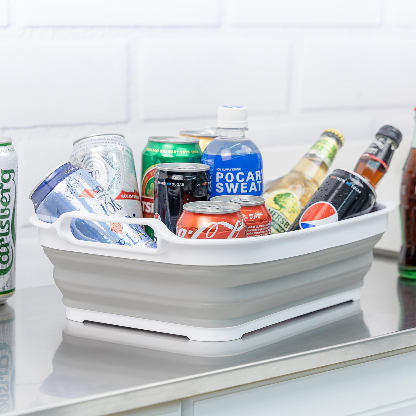 SAMMART Collapsible Tub - Foldable Dish Tub - Portable Washing Basin - Space Saving Plastic Washtub