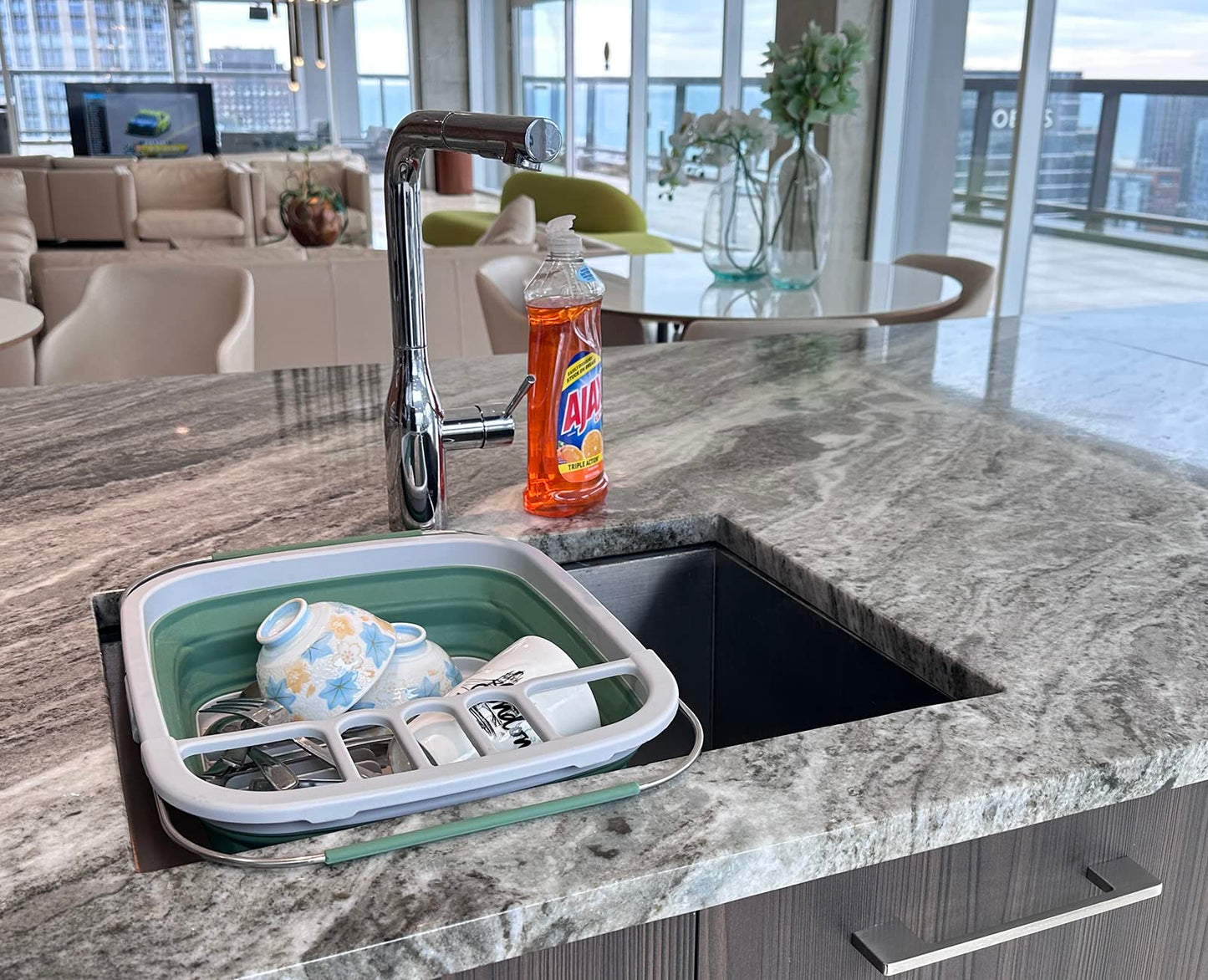 SAMMART 8L (2.11Gallons) Expandable Collapsible Dish Drainer - Foldable Drying Rack - Portable Dinnerware Organizer - Space Saving Kitchen Storage Tray