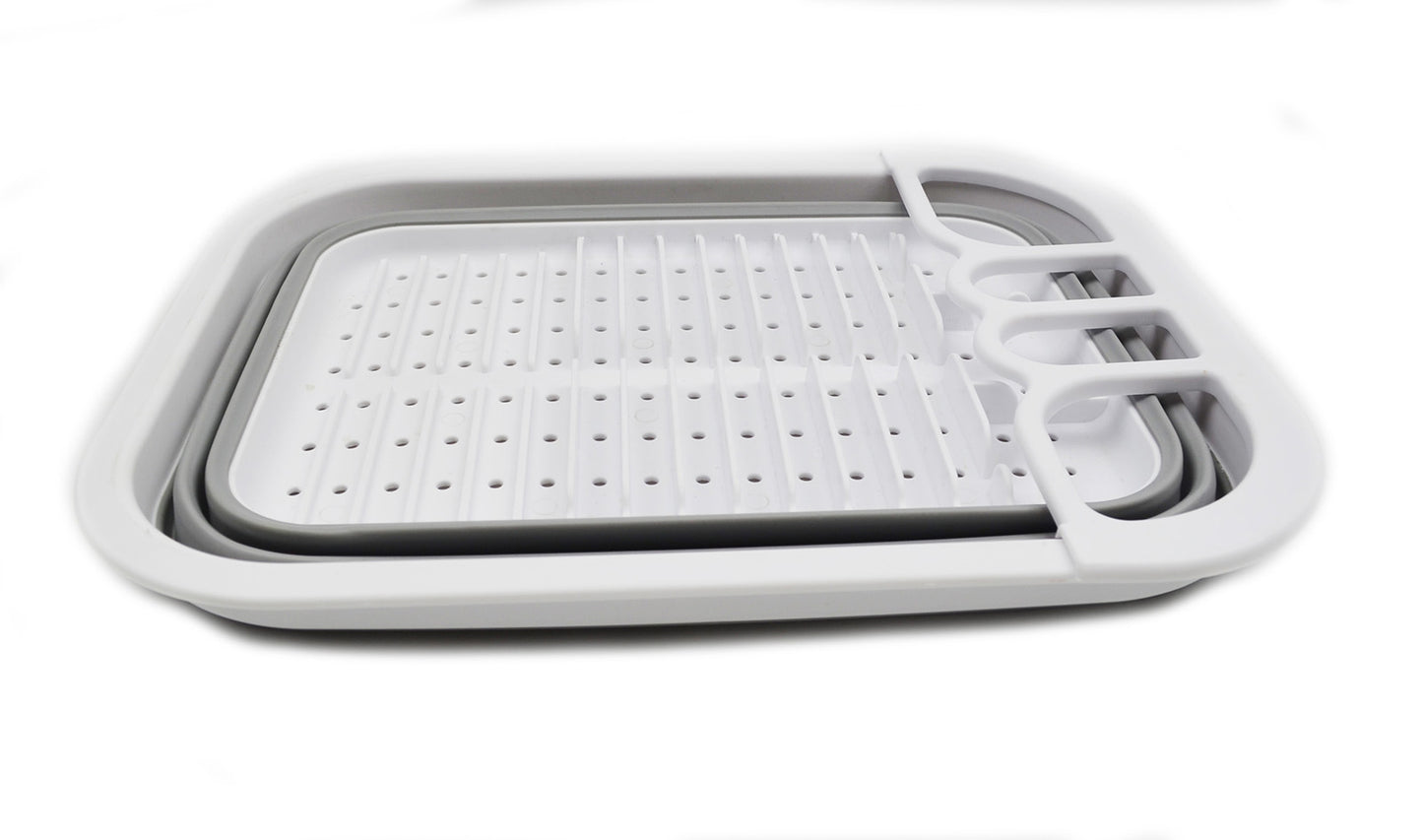 SAMMART Collapsible Dish Drainer with Drainer Board - Foldable Drying Rack Set - Portable Dinnerware Organizer - Space Saving Kitchen Storage Tray