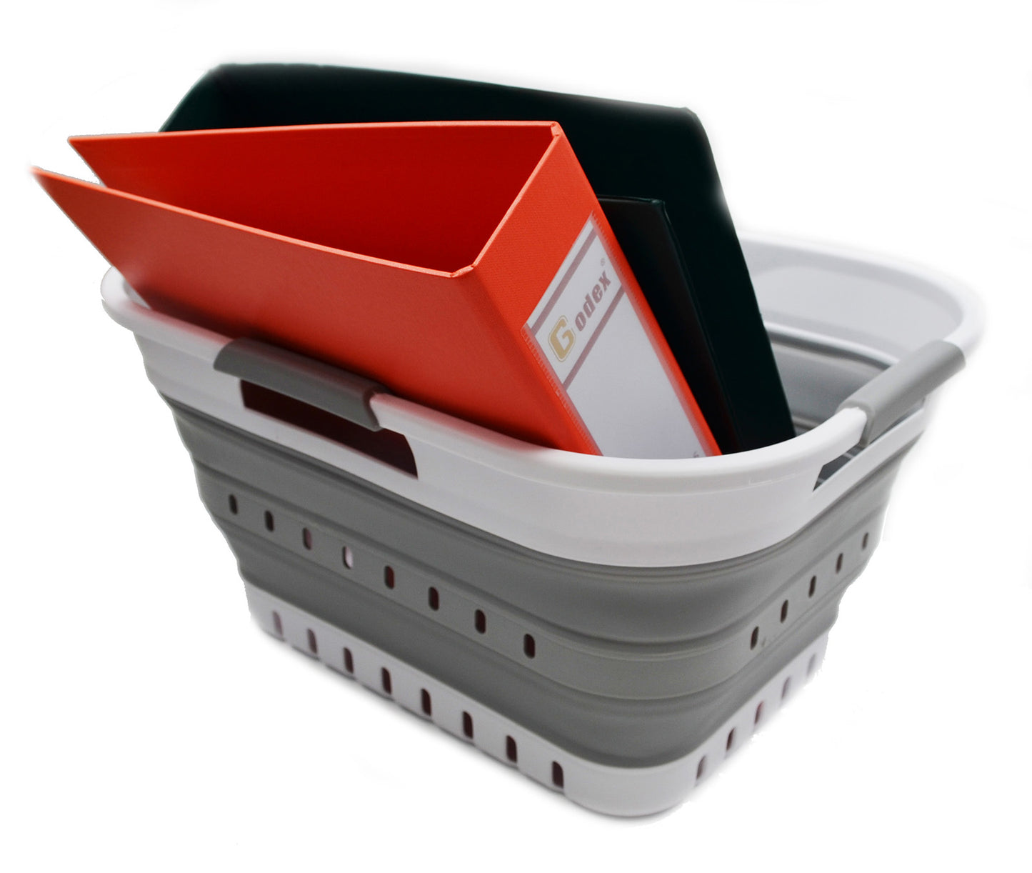 SAMMART Collpasible Laundry Basket (19L Collapsible Laundry Basket with Holes (White/Grey))