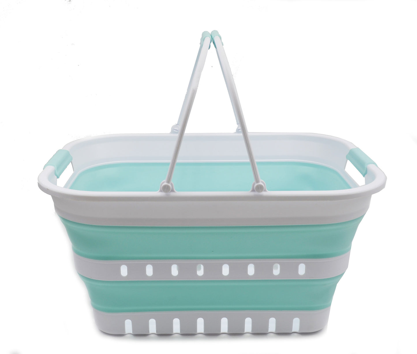 SAMMART 29L (7.6 Gallon) Collapsible Tub with Handle - Portable Outdoor Picnic Basket/Crater - Foldable Shopping Bag - Space Saving Storage Container