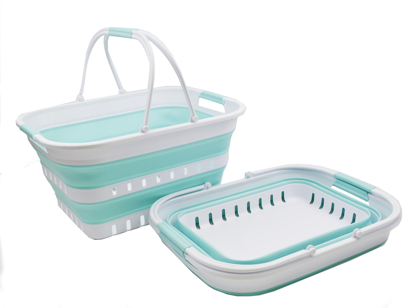 SAMMART 29L (7.6 Gallon) Collapsible Tub with Handle - Portable Outdoor Picnic Basket/Crater - Foldable Shopping Bag - Space Saving Storage Container