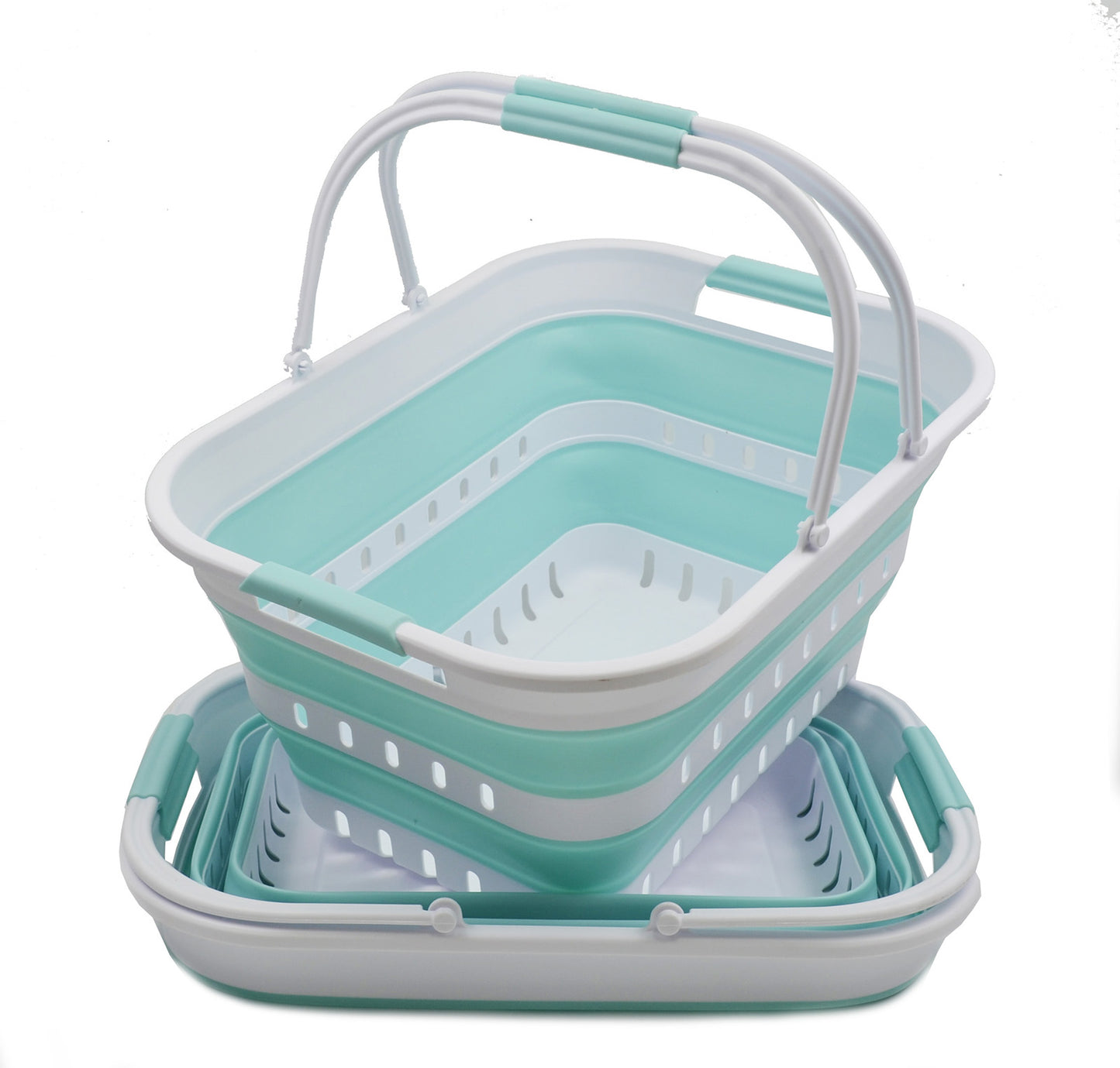 SAMMART 29L (7.6 Gallon) Collapsible Tub with Handle - Portable Outdoor Picnic Basket/Crater - Foldable Shopping Bag - Space Saving Storage Container