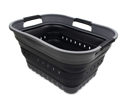 SAMMART 19L (5 Gallon) Collapsible Super Mini 3 Handled Plastic Laundry Basket - Foldable Pop Up Storage Container/Organizer - Space Saving Hamper/Basket