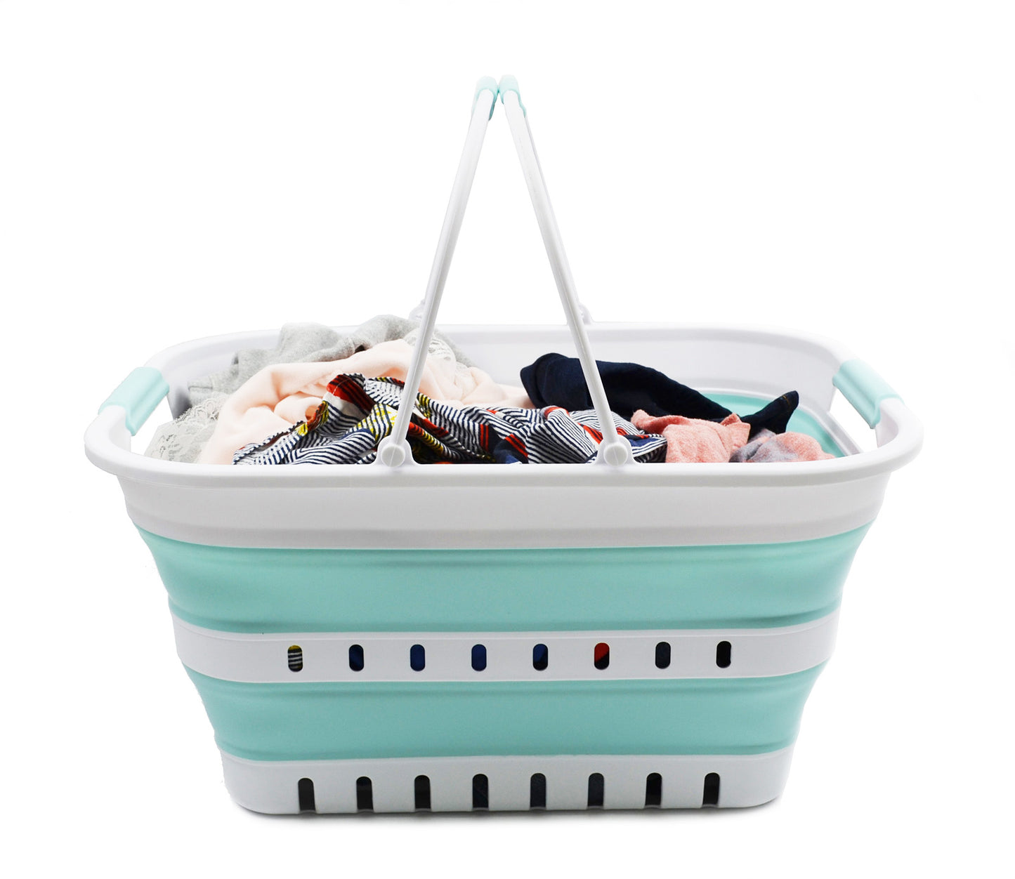 SAMMART 29L (7.6 Gallon) Collapsible Tub with Handle - Portable Outdoor Picnic Basket/Crater - Foldable Shopping Bag - Space Saving Storage Container
