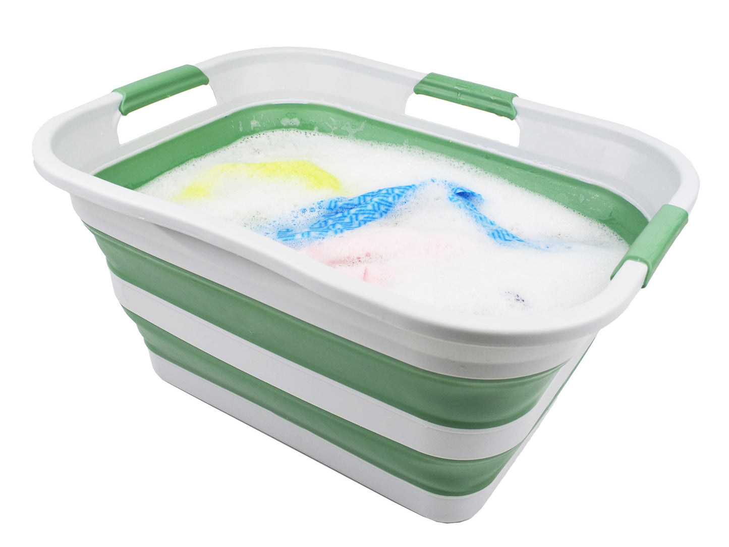 SAMMART 30L(8 gallon) Collapsible Plastic Laundry Basket - Foldable Pop Up Storage Container/Organizer - Portable Washing Tub - Space Saving Hamper/Basket - Water Capacity 24L(6.3 gallon)