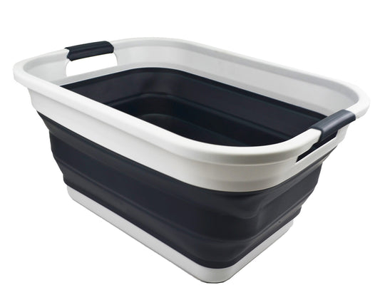 SAMMART 36L (9.5 gallon) Collapsible Plastic Laundry Basket-Foldable Pop Up Storage Container/Organizer-Portable Washing Tub-Space Saving Hamper, Water capacity: 28L(7.4 gallon)