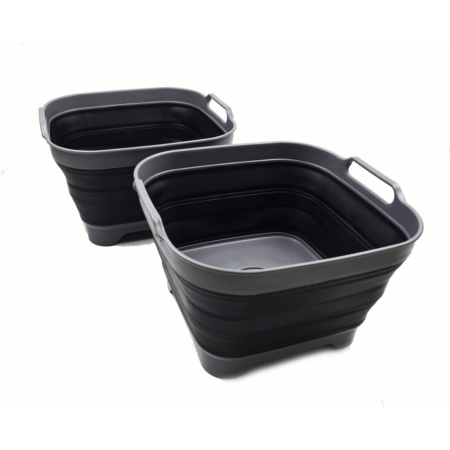 SAMMART 10L (2.6 gallons) Collapsible Plastic Dishpan with Draining Plug - Foldable Washing Tub - Portable Dish Washtub - Space Saving Kitchen Outdoor Pop Up