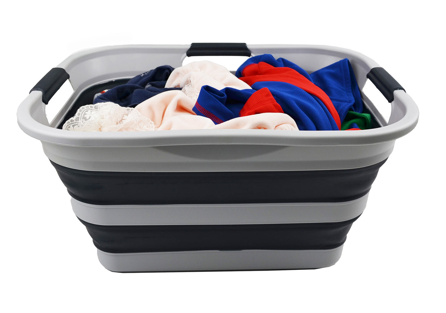 SAMMART 30L(8 gallon) Collapsible Plastic Laundry Basket - Foldable Pop Up Storage Container/Organizer - Portable Washing Tub - Space Saving Hamper/Basket - Water Capacity 24L(6.3 gallon)