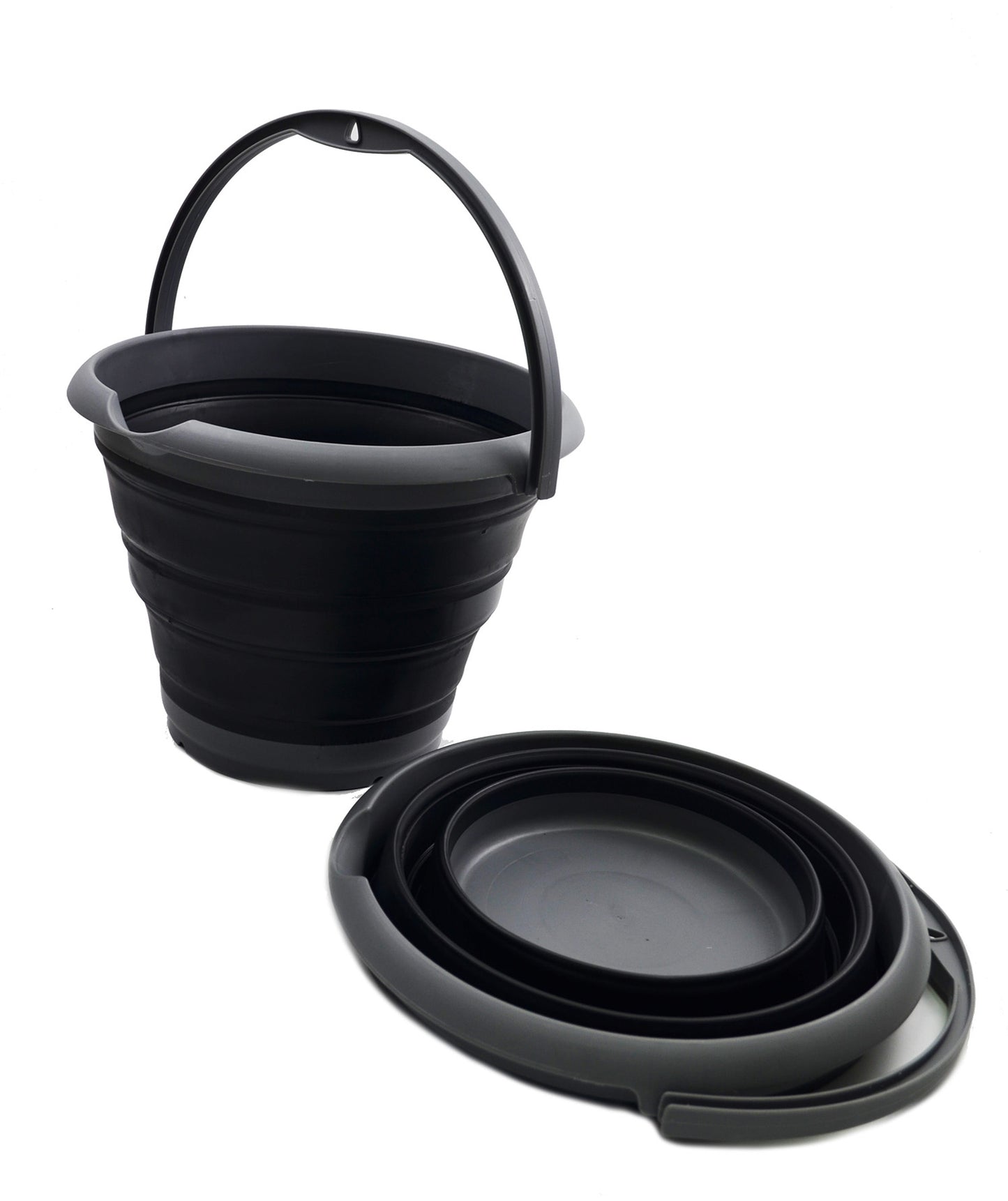 SAMMART 10L (2.64Gallon) Collapsible Fishing Bucket - Foldable Round Tub - Portable Plastic Water Pail - Space Saving Outdoor Waterpot - Trunk Organizer