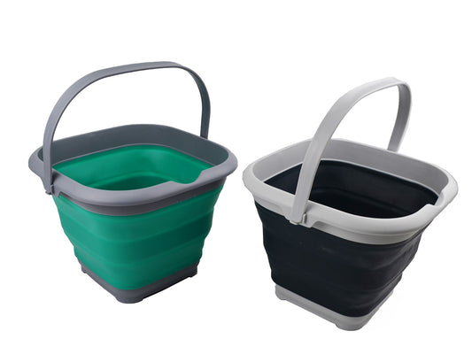 SAMMART 8.5L (2.2 gallon) Set of 2 Collapsible Square Handy Bucket  / Foldable SquareWater Pail / Portable Tub with Handle.  Size 31cm (Square)