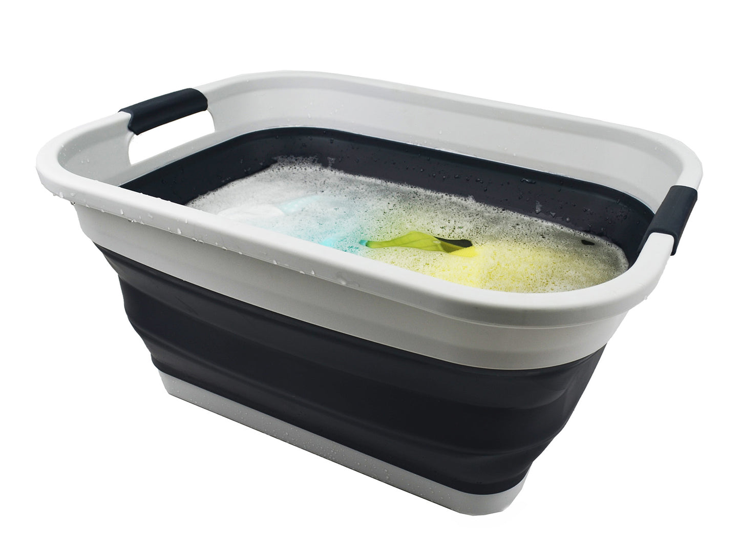 SAMMART 36L (9.5 gallon) Collapsible Plastic Laundry Basket-Foldable Pop Up Storage Container/Organizer-Portable Washing Tub-Space Saving Hamper, Water capacity: 28L(7.4 gallon)