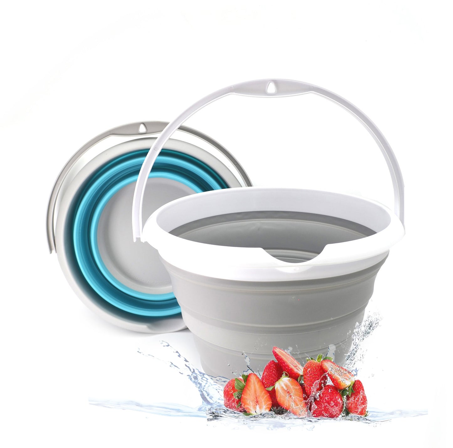 SAMMART 10L (2.64Gallon) Collapsible Fishing Bucket - Foldable Round Tub - Portable Plastic Water Pail - Space Saving Outdoor Waterpot - Trunk Organizer