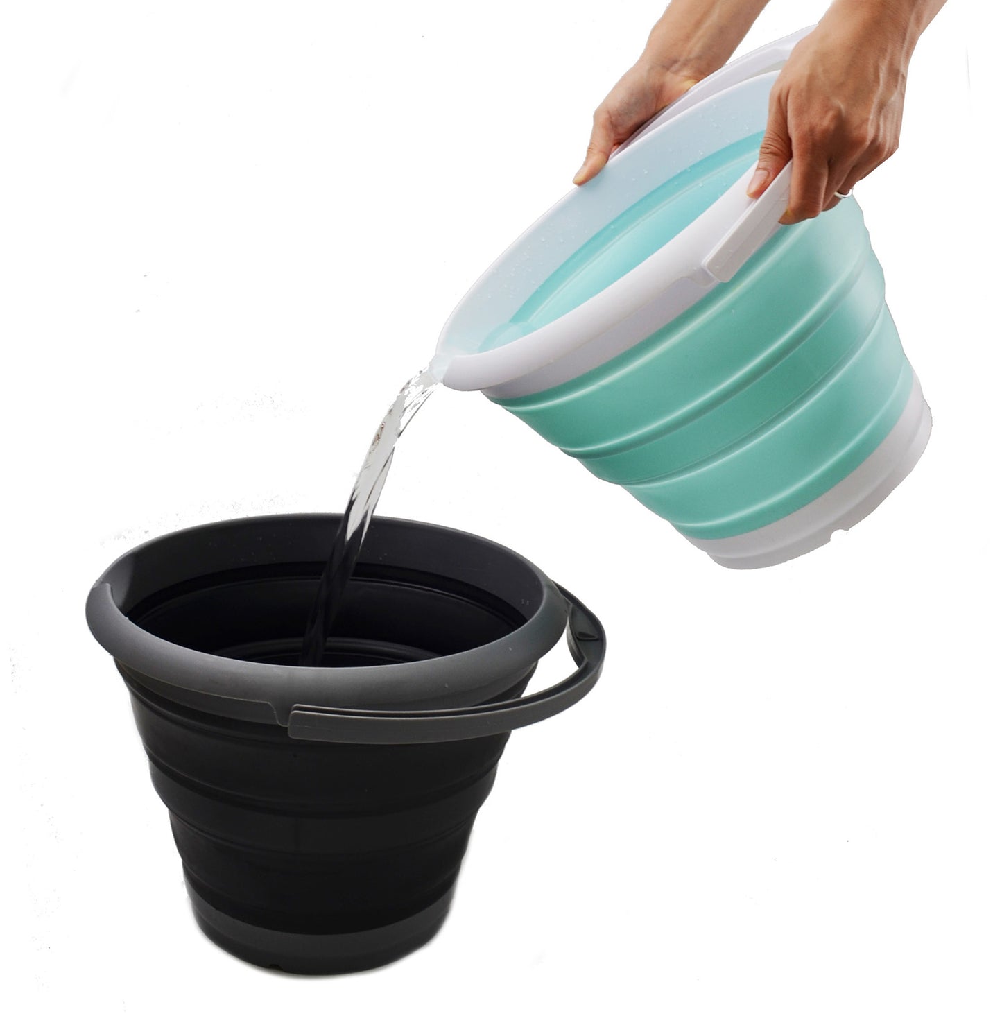 SAMMART 10L (2.64Gallon) Collapsible Fishing Bucket - Foldable Round Tub - Portable Plastic Water Pail - Space Saving Outdoor Waterpot - Trunk Organizer