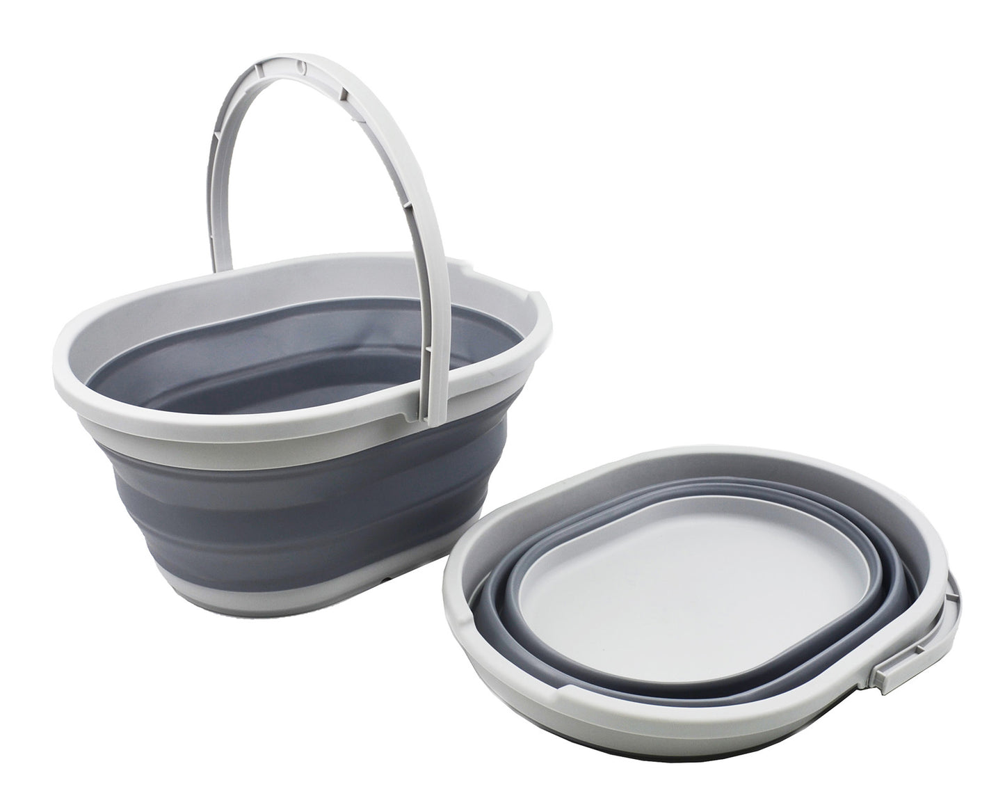 SAMMART Collapsible Plastic Basket with Handle 11L (2.9 Gallon) - Portable Outdoor Picnic Basket/Container - Foldable Basin for Washing Dishes, Camping, Hiking