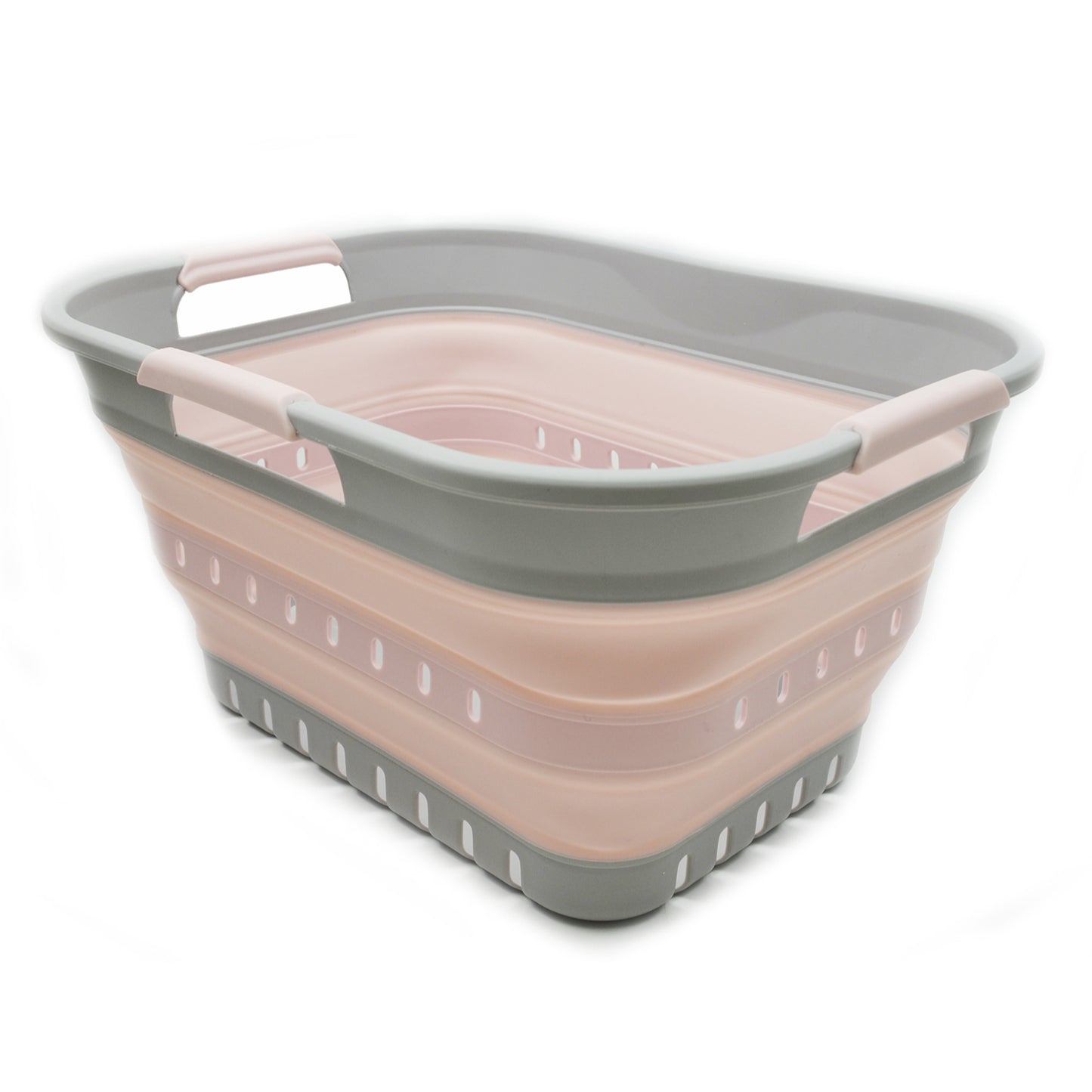 SAMMART 19L (5 Gallon) Collapsible Super Mini 3 Handled Plastic Laundry Basket - Foldable Pop Up Storage Container/Organizer - Space Saving Hamper/Basket