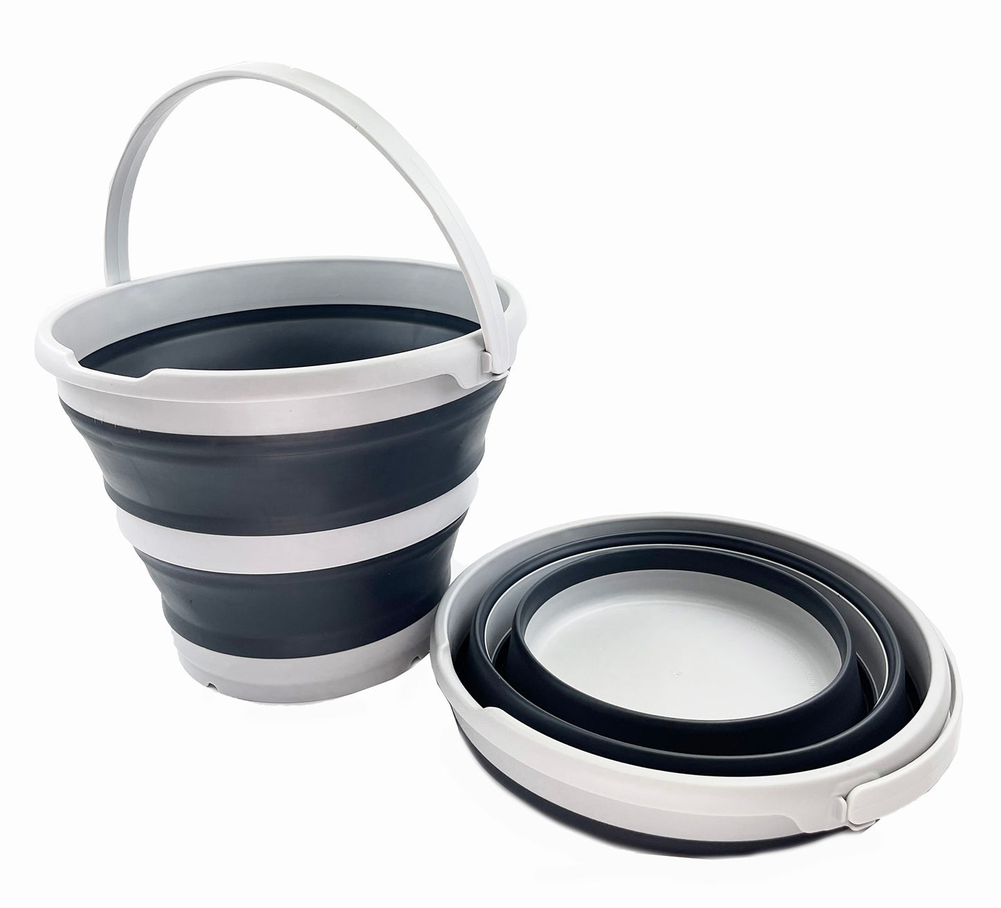 SAMMART 10L (2.6 Gallon) Collapsible Plastic Bucket - Foldable Round Tub - Portable Fishing Water Pail - Space Saving Outdoor Waterpot, Size 33cm Dia