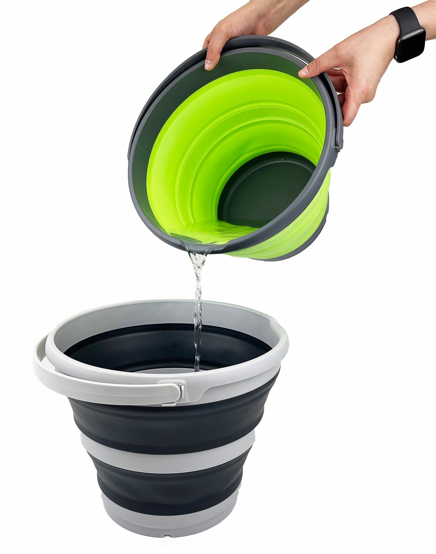 SAMMART 10L (2.6 Gallon) Collapsible Plastic Bucket - Foldable Round Tub - Portable Fishing Water Pail - Space Saving Outdoor Waterpot, Size 33cm Dia