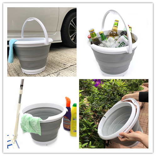 SAMMART 10L (2.64Gallon) Collapsible Fishing Bucket - Foldable Round Tub - Portable Plastic Water Pail - Space Saving Outdoor Waterpot - Trunk Organizer