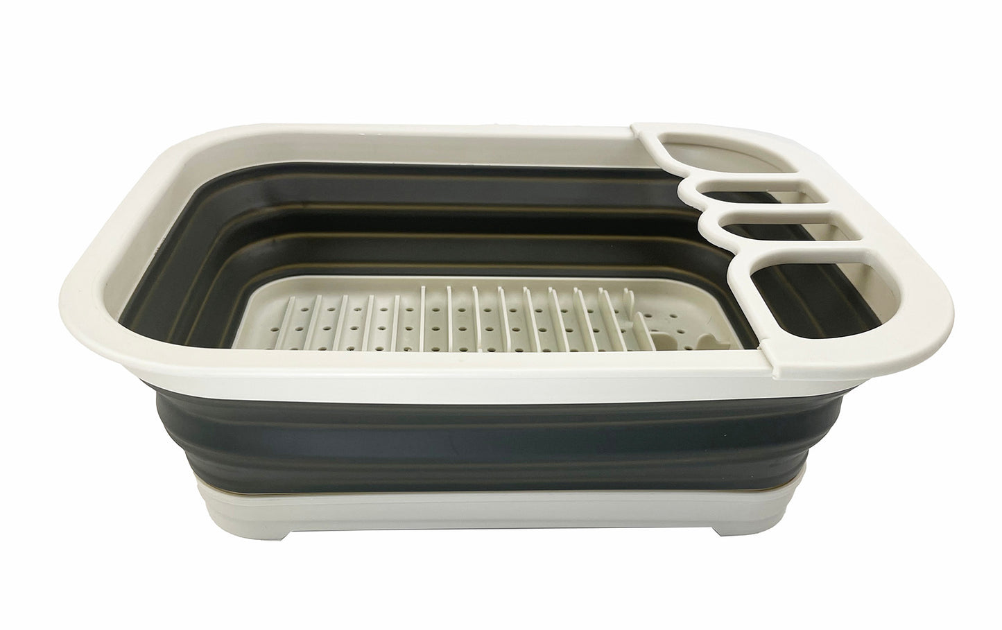 SAMMART Collapsible Dish Drainer with Drainer Board - Foldable Drying Rack Set - Portable Dinnerware Organizer - Space Saving Kitchen Storage Tray