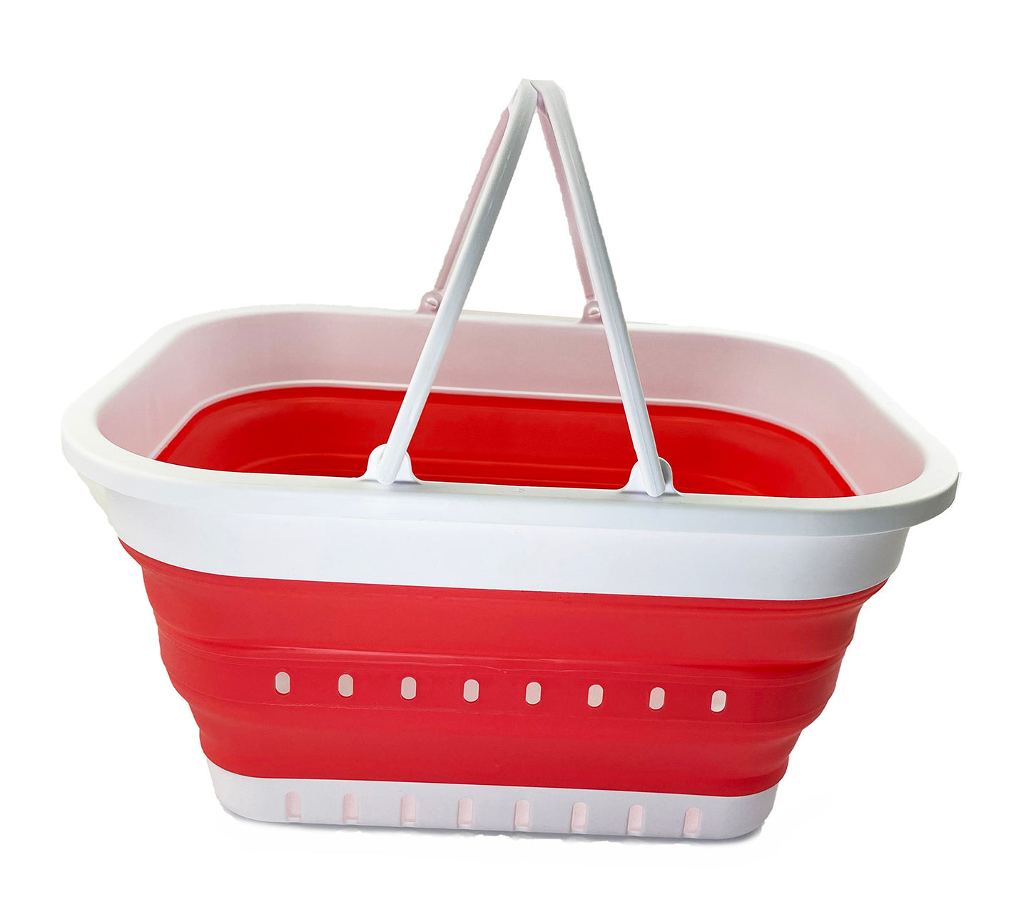 SAMMART 19L (5 Gallon) Collapsible Tub with Handle - Portable Outdoor Picnic Basket/Crater - Foldable Shopping Bag - Space Saving Storage Container