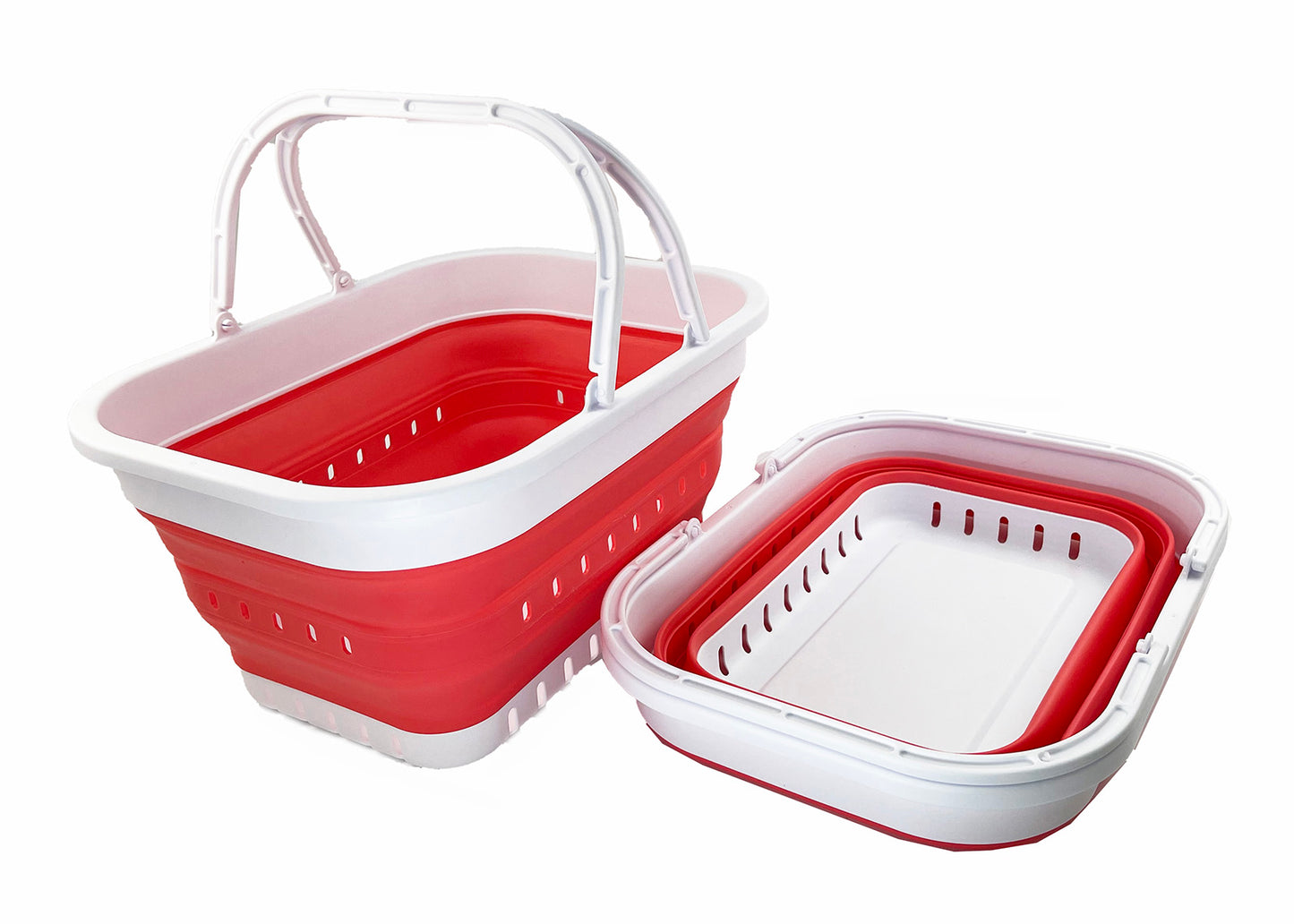 SAMMART 19L (5 Gallon) Collapsible Tub with Handle - Portable Outdoor Picnic Basket/Crater - Foldable Shopping Bag - Space Saving Storage Container
