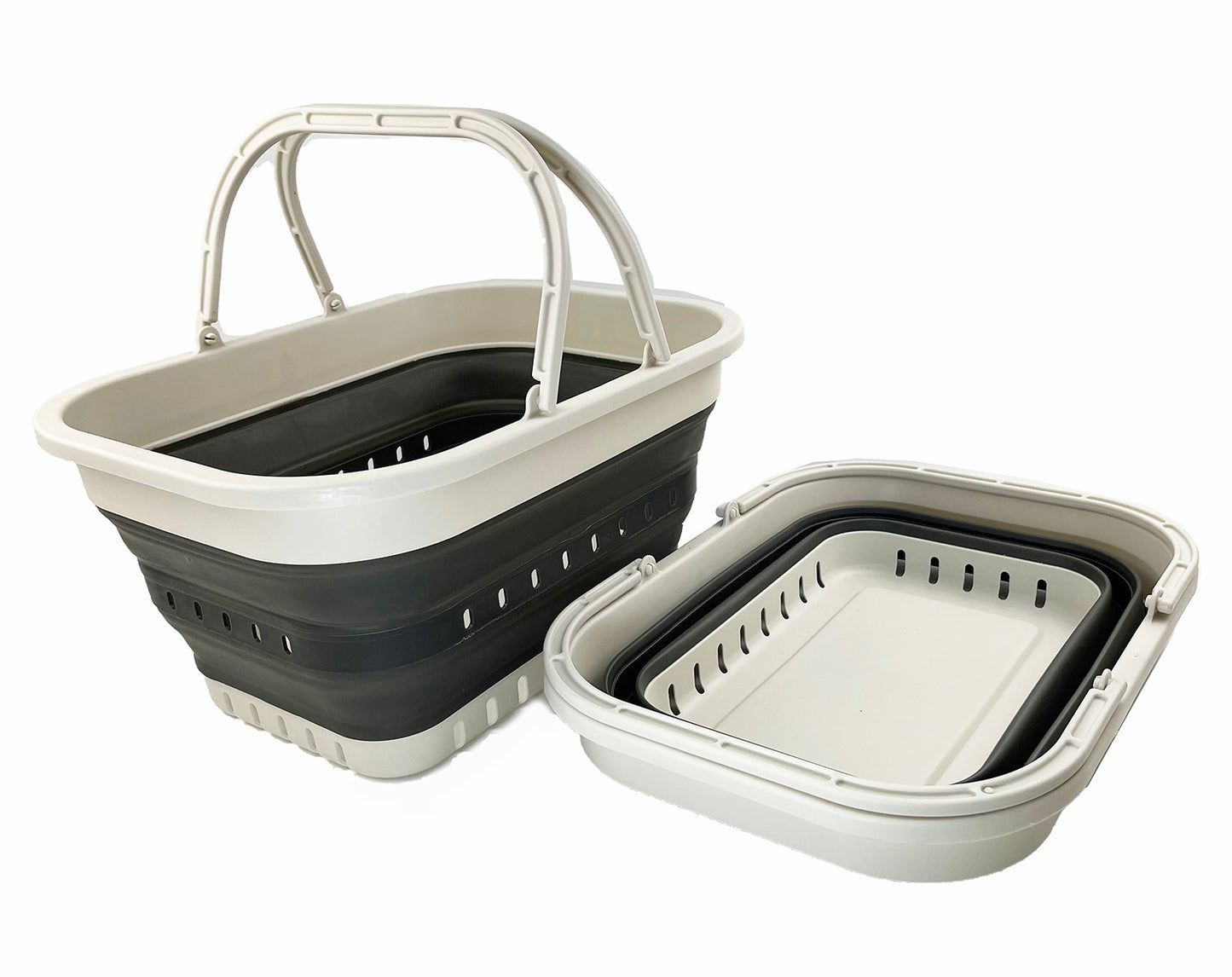 SAMMART 19L (5 Gallon) Collapsible Tub with Handle - Portable Outdoor Picnic Basket/Crater - Foldable Shopping Bag - Space Saving Storage Container