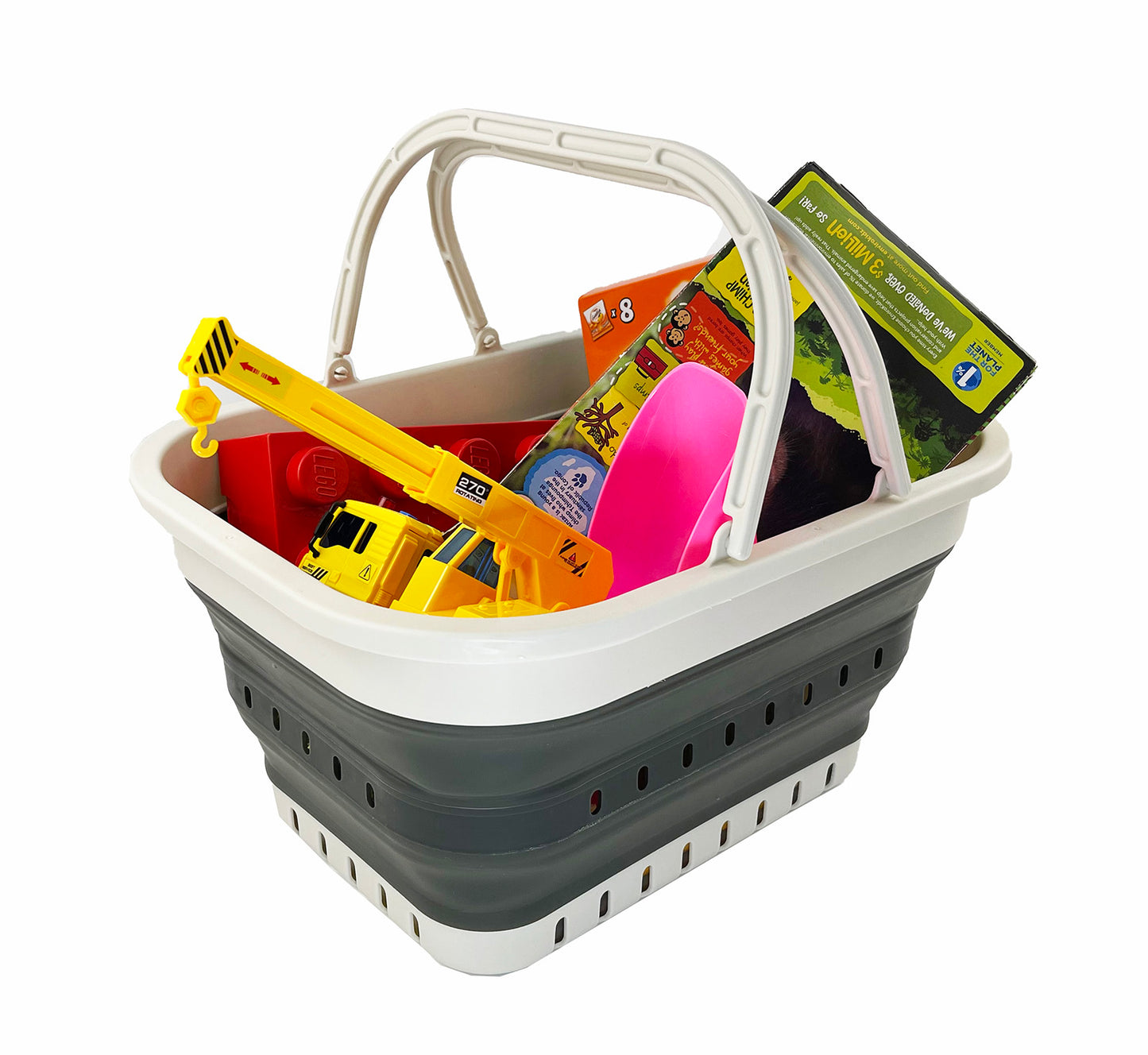 SAMMART 19L (5 Gallon) Collapsible Tub with Handle - Portable Outdoor Picnic Basket/Crater - Foldable Shopping Bag - Space Saving Storage Container
