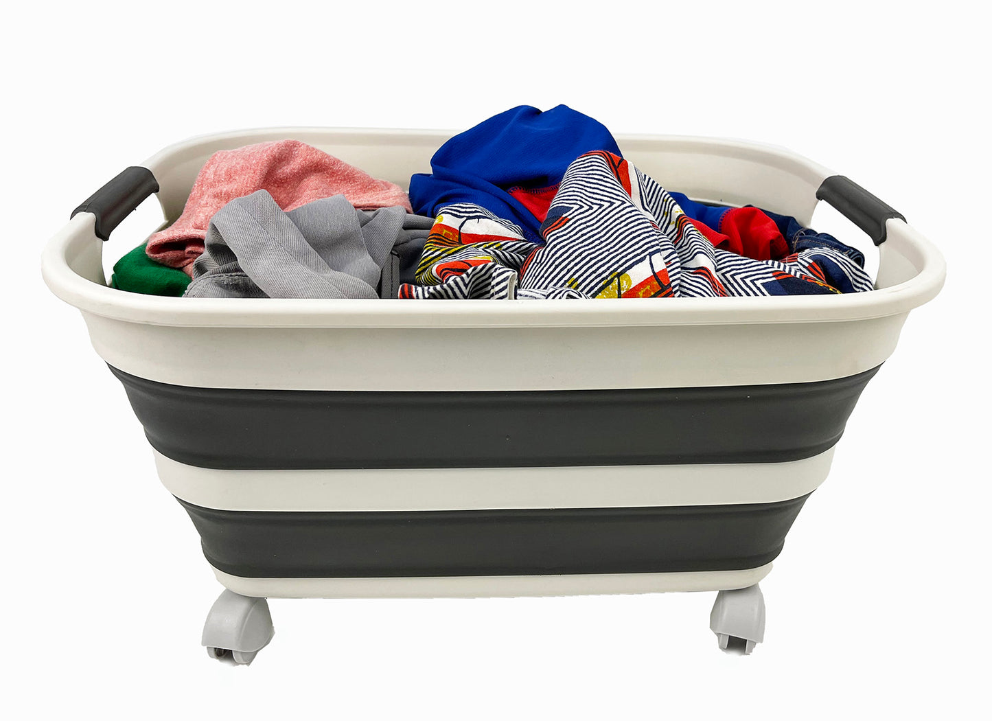 SAMMART 27L (7.1 Gallons) Collapsible Plastic Laundry Basket with Handle- Foldable Pop Up Storage Basket- Space Saving