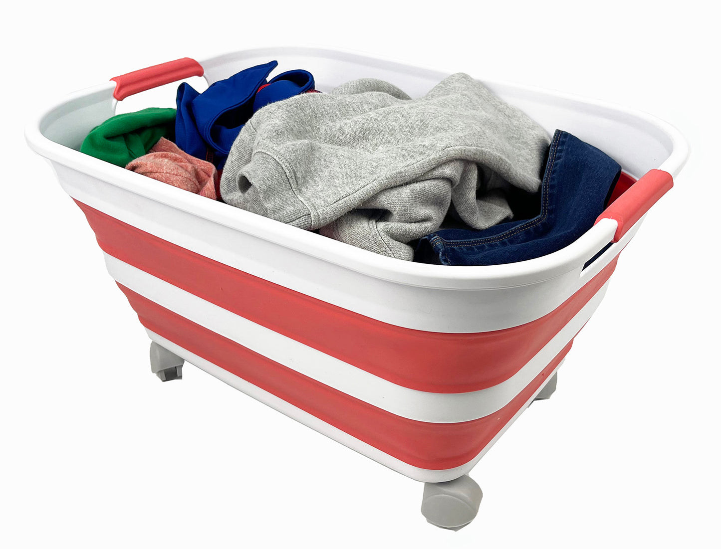 SAMMART 27L (7.1 Gallons) Collapsible Plastic Laundry Basket with Handle- Foldable Pop Up Storage Basket- Space Saving
